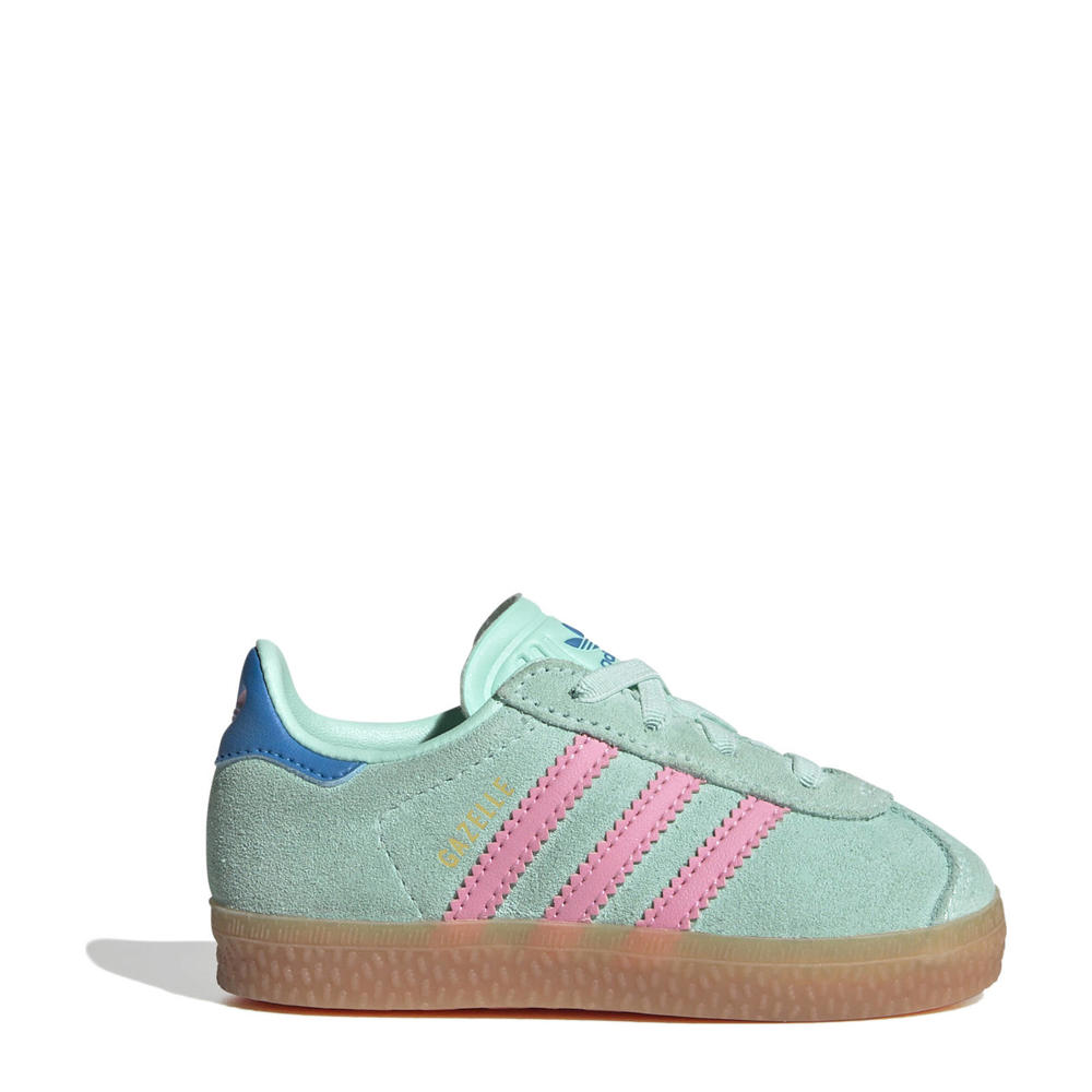 Turquoise, roze en blauwe jongens en meisjes adidas Originals Gazelle sneakers van suède/voering: textiel/voetbed: textiel met elastische veters