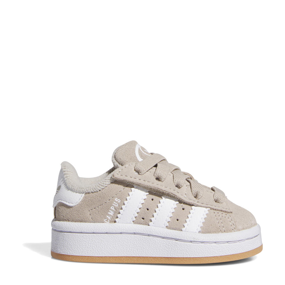 Beige en witte jongens en meisjes adidas Originals Campus 00s sneakers van suède-pu met veter- met klittenbandsluiting