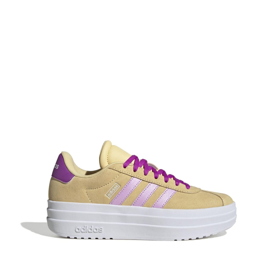 Lichtgeel, roze en fuchsia jongens en meisjes adidas Sportswear VL Court Bold sneakers van suède-pu/voering: mesh/voetbed: eva met veters