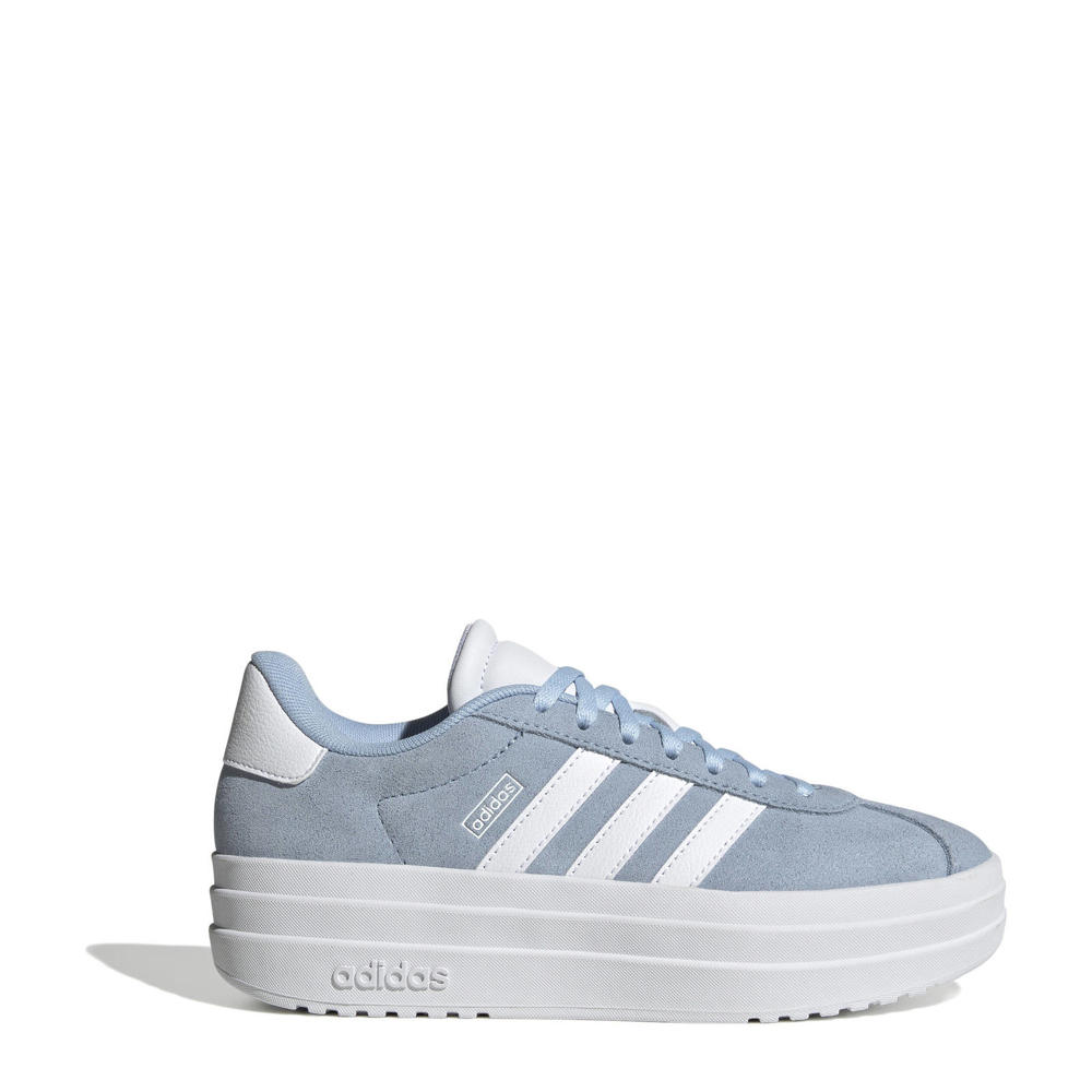 Lichtblauw en witte jongens en meisjes adidas Sportswear VL Court Bold sneakers van suède-pu/voering: mesh/voetbed: eva met veters