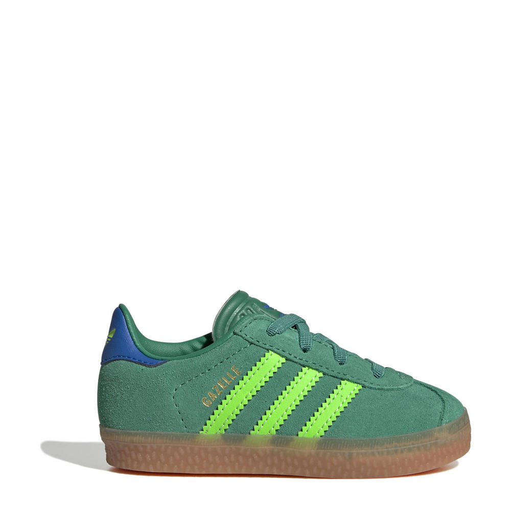 Groen en blauwe jongens en meisjes adidas Originals Gazelle sneakers van suède/voering: textiel/voetbed: textiel met elastische veters