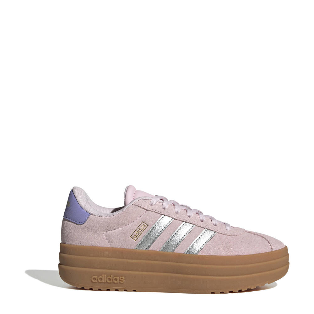 Roze en zilverkleurige jongens en meisjes adidas Sportswear VL Court Bold sneakers van suède-pu/voering: mesh/voetbed: eva met veters