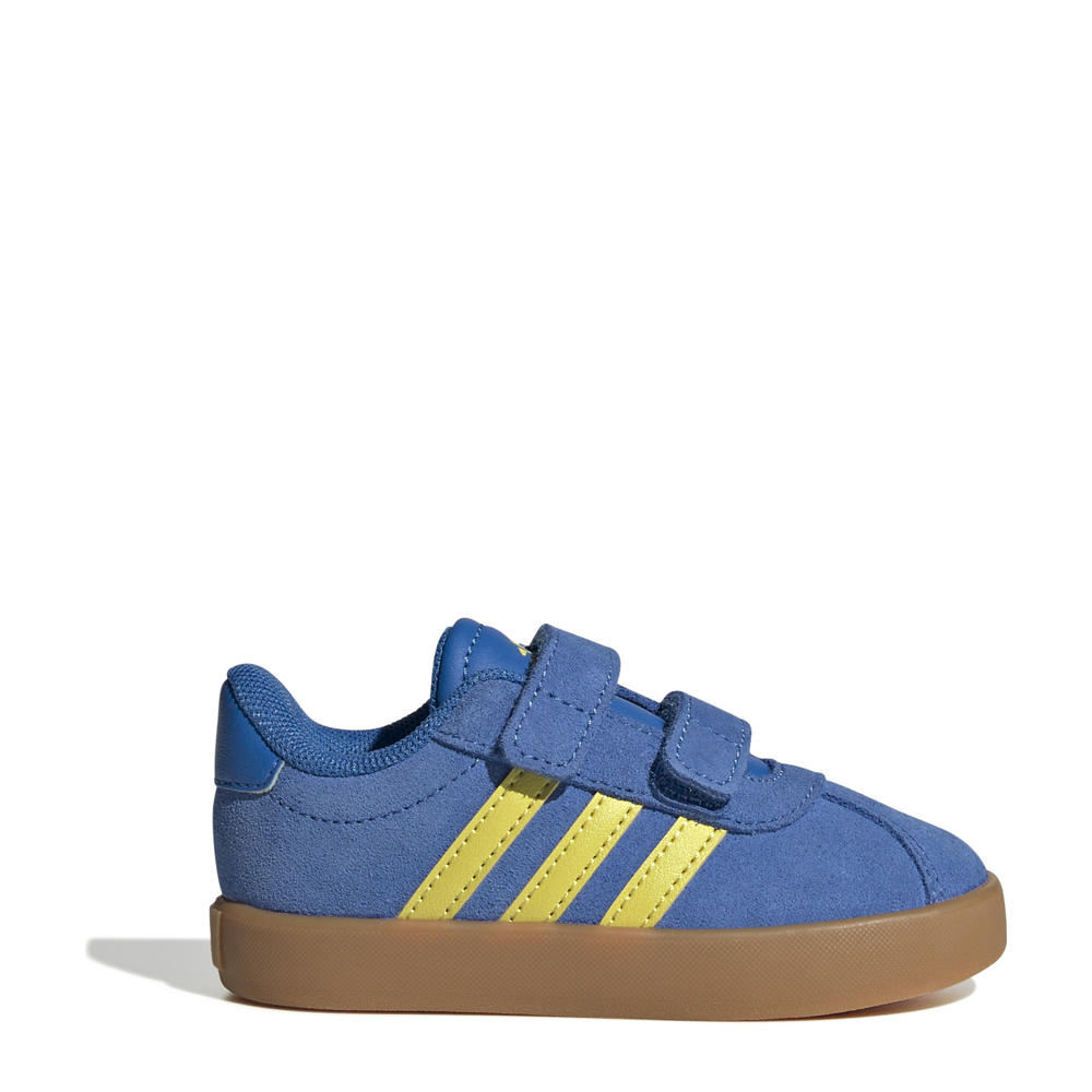 Kobaltblauw en gele jongens en meisjes adidas Sportswear VL Court 3.0 sneakers van synthetisch,leer met klittenband