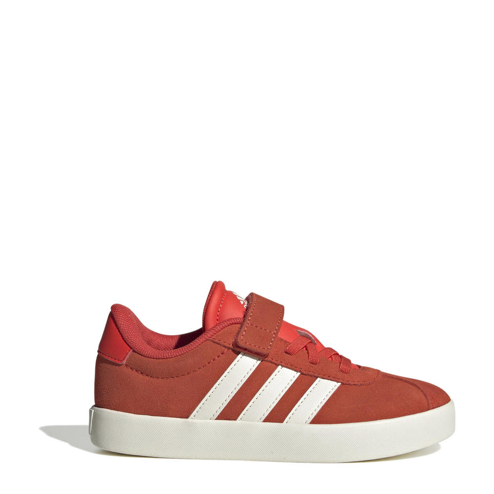 Donker oranje en witte jongens en meisjes adidas Sportswear VL Court 3.0 sneakers van synthetisch,leer met veter- met klittenbandsluiting