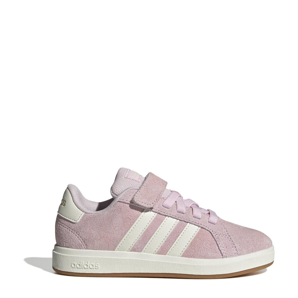 Lichtroze jongens en meisjes adidas Sportswear Grand Court 00s sneakers van suèdeleer met veters