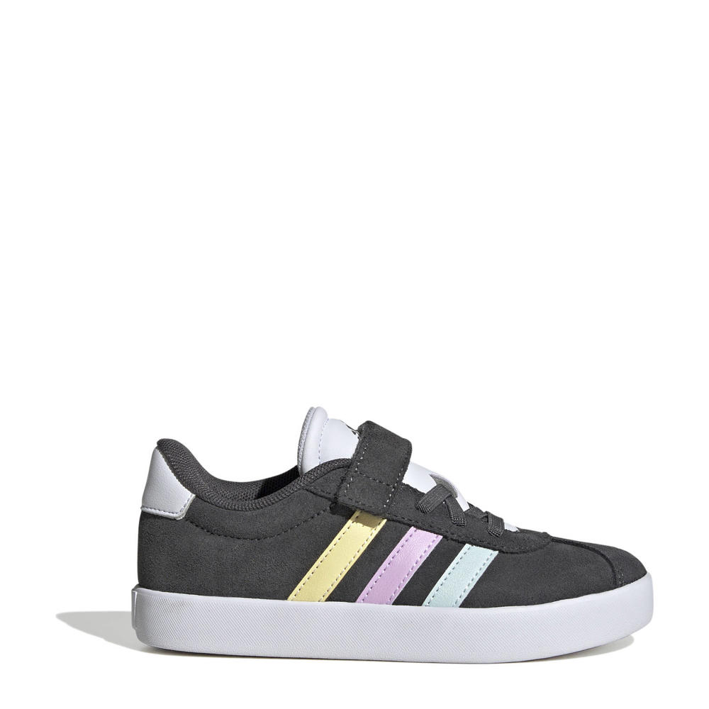Zwart, wit, geel, roze en turquoise jongens en meisjes adidas Sportswear VL Court 3.0 sneakers van synthetisch,leer met veter- met klittenbandsluiting
