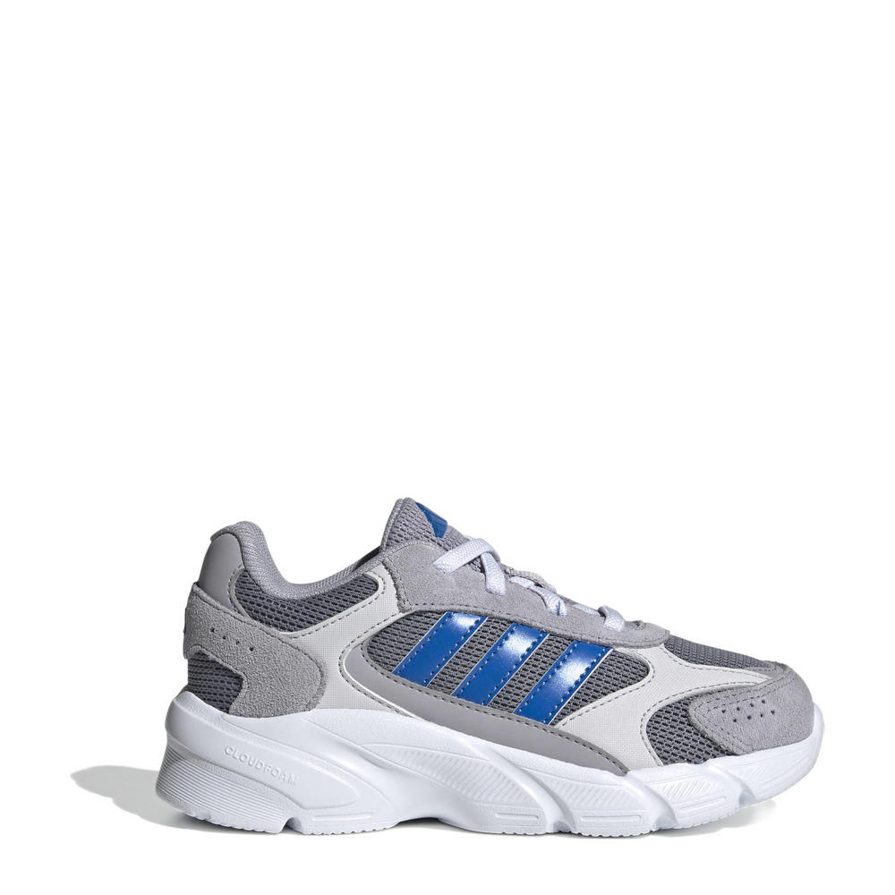 Grijs en kobaltblauwe jongens en meisjes adidas Sportswear Crazychaos 2000 sneakers met elastische veters