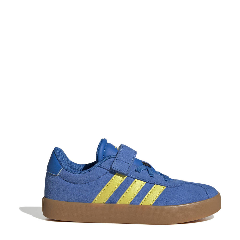 Blauw en gele jongens en meisjes adidas Sportswear VL Court 3.0 sneakers van leer,synthetisch met veter- met klittenbandsluiting