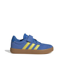 thumbnail: Blauw en gele jongens en meisjes adidas Sportswear VL Court 3.0 sneakers van leer,synthetisch met veter- met klittenbandsluiting