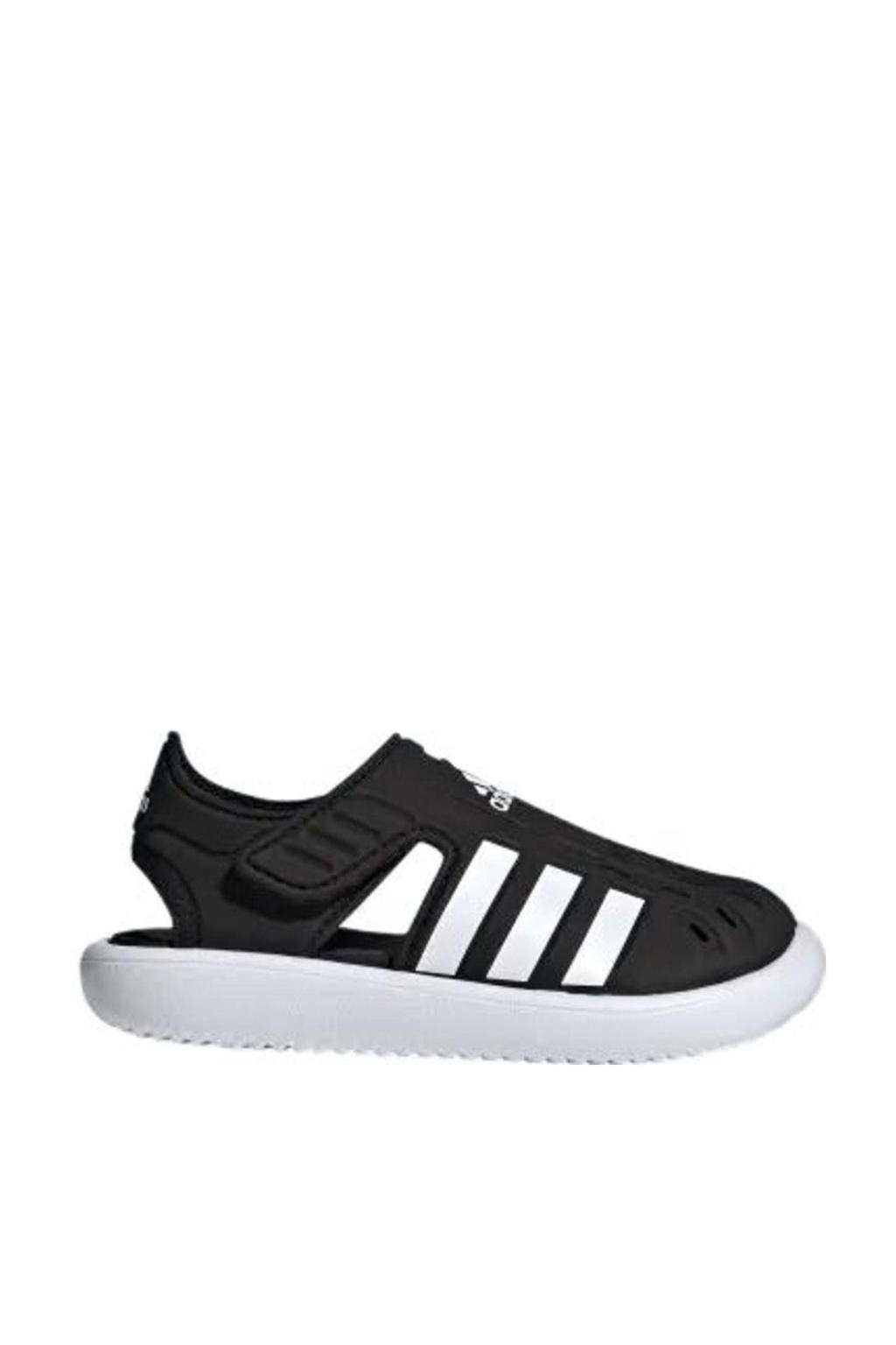 Zwarte jongens en meisjes adidas Sportswear Water Sandal waterschoenen van rubber met klittenband en logo
