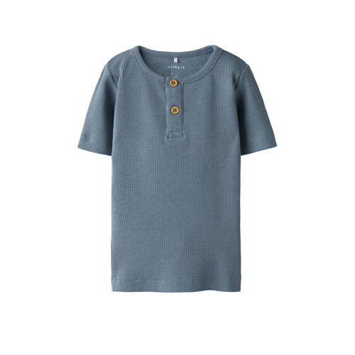 NAME IT MINI T-shirt middenblauw Jongens Katoen Ronde hals Effen - maat 134/140 afbeelding