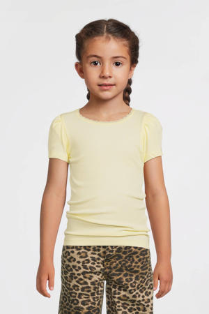 T-shirt rib gebreid geel