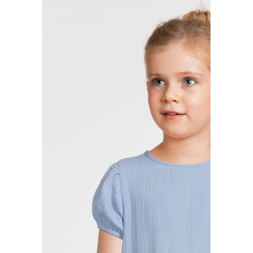 NAME IT MINI A-lijn jurk lichtblauw Groen Meisjes Katoen Ronde hals Effen