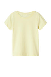 thumbnail: Lichtgele meisjes NAME IT MINI T-shirt van stretchkatoen met effen, korte mouwen en ronde hals