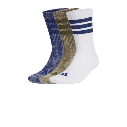 adidas Performance sportsokken - set van 3 blauw/bruin/wit Jongens/Meisjes Polyester