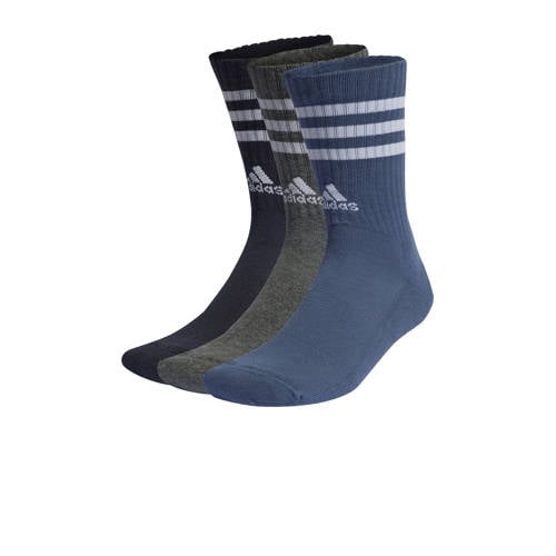 adidas Performance sokken - set van 3 blauw/grijs/zwart Jongens/Meisjes Katoen