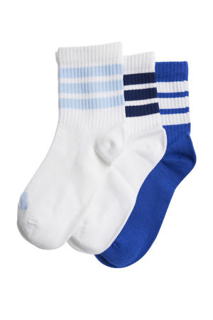 sportsokken - set van 3 wit/blauw/zwart