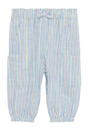 thumbnail: Blauwe meisjes s.Oliver casual broek van katoen met elastische tailleband en strepenprint
