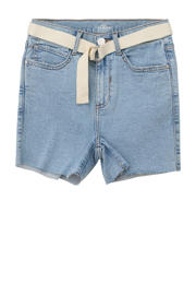 thumbnail: Light blue denim meisjes s.Oliver short van denim met high waist, rits- en knoopsluiting en effen