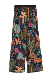 thumbnail: Donkerblauw, oranje en groene meisjes s.Oliver casual broek van viscose met elastische tailleband