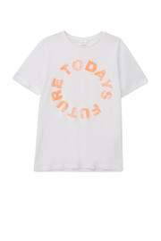 thumbnail: Witte jongens s.Oliver T-shirt van katoen met tekst print, korte mouwen en ronde hals