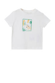 thumbnail: Witte jongens s.Oliver T-shirt van katoen met printopdruk, korte mouwen, ronde hals en drukknoopsluiting