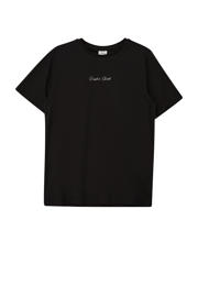thumbnail: Zwart en beige jongens s.Oliver T-shirt van katoen met backprint, korte mouwen en ronde hals