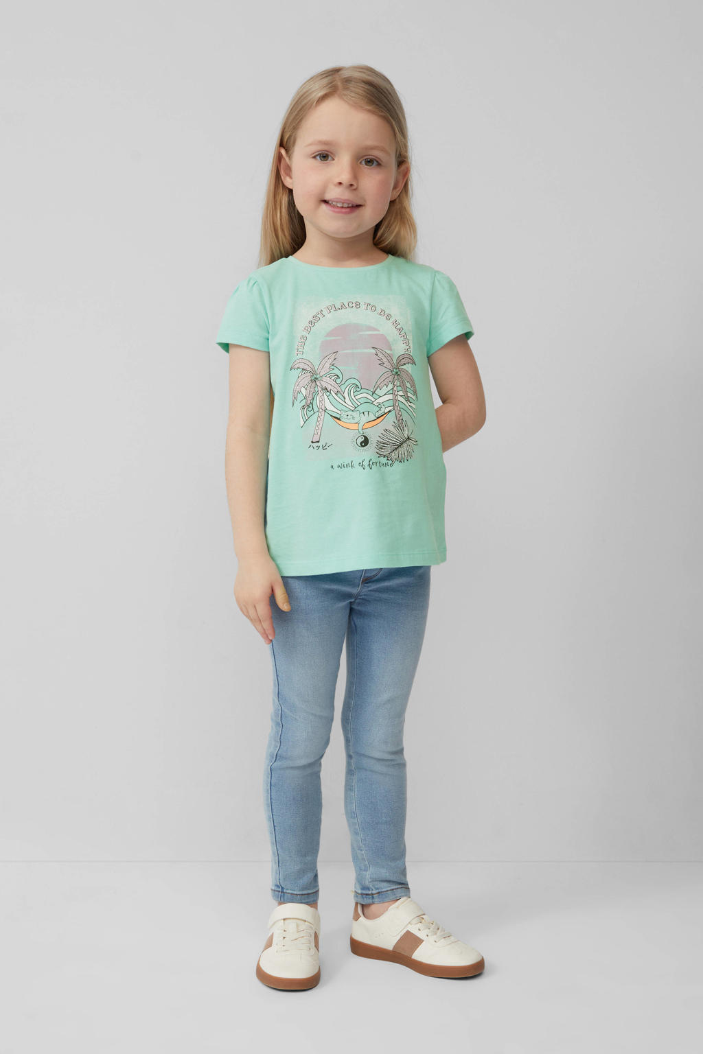 s.Oliver T-shirt turquoise met glitter