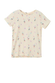 thumbnail: Beige, lila en blauwe meisjes s.Oliver T-shirt rib gebreid van stretchkatoen met korte mouwen en ronde hals
