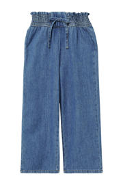 thumbnail: Dark blue denim meisjes s.Oliver casual broek dark blue van denim met elastische tailleband en effen