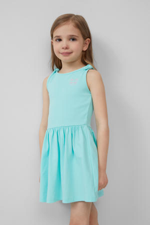 korte jurk rib gebreid turquoise