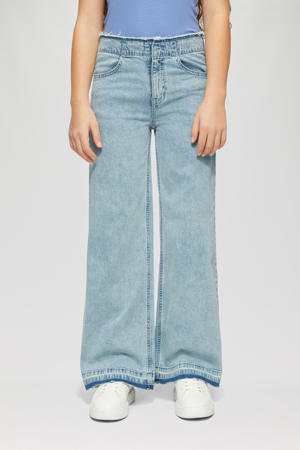 wide leg regular waist regular fit jeans light blue denim