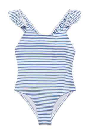 badpak met ruches blauw/wit