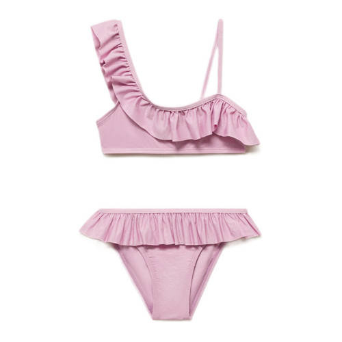 Mango Kids one shoulder bikini roze Meisjes Polyamide Effen - maat 164 afbeelding
