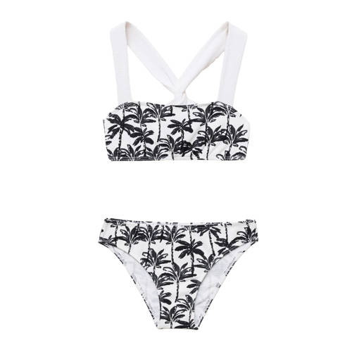 Mango Kids bikini wit/zwart Meisjes Polyamide All over print - maat 116 afbeelding