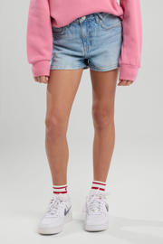 thumbnail: Light blue denim meisjes America Today short van denim met regular waist, rits- en knoopsluiting en effen