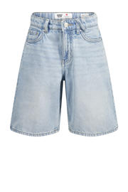thumbnail: Light blue denim meisjes America Today loose short van denim met rits- en knoopsluiting en effen