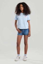 thumbnail: Dark blue denim meisjes America Today short dark blue van denim met regular waist, rits- en knoopsluiting en effen