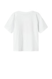 thumbnail: Witte meisjes NAME IT KIDS T-shirt van katoen met effen, korte mouwen en ronde hals