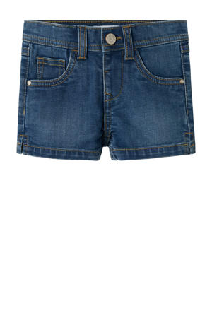 slim denim short dark blue denim
