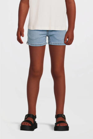 slim denim short light blue denim