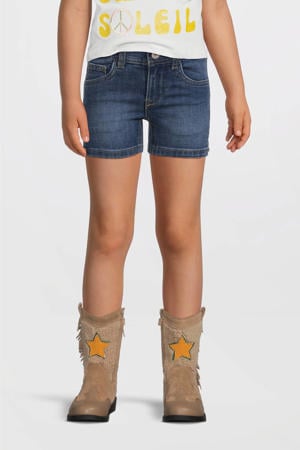 slim denim short dark blue denim