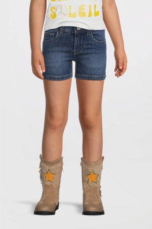 slim denim short dark blue denim