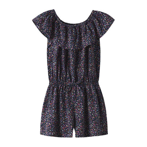 NAME IT KIDS playsuit donkerblauw Meisjes Polyester Boothals Bloemen
