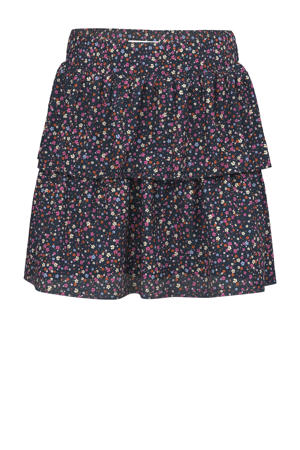 A-lijn rok donkerblauw/roze