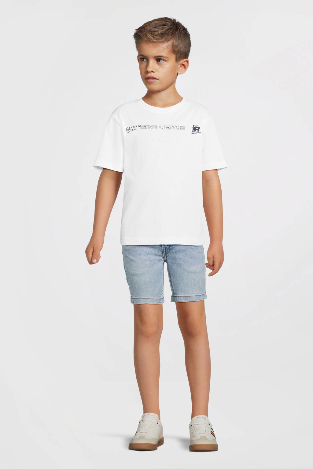 Witte jongens NAME IT KIDS T-shirt van katoen met backprint, korte mouwen en ronde hals