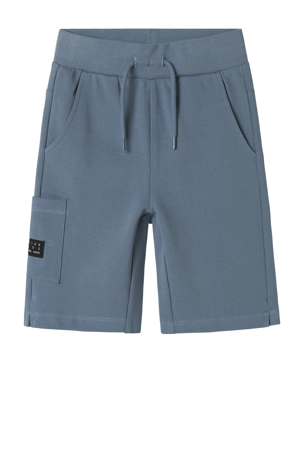 Grijze jongens NAME IT KIDS sweatshort met regular fit, elastische tailleband met koord en effen