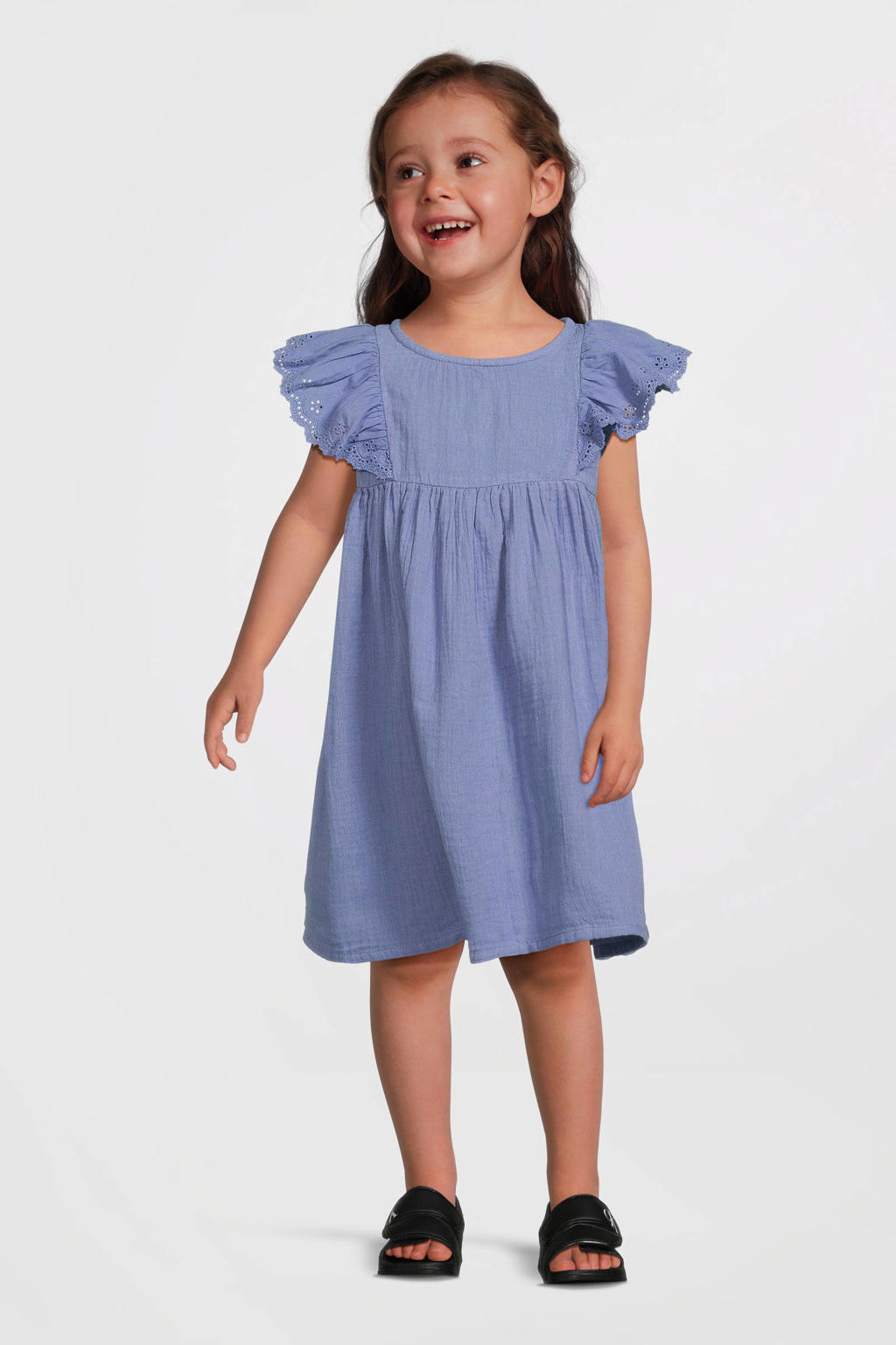 Haloumoning Meisjesjurk, ruches, prinsessenjurk, feestjurk, mesh, A-lijn, bruiloft, zomerjurk, verjaardag, kinderjurk met zak, wit, 160
