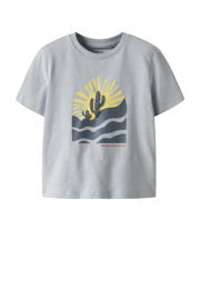 thumbnail: Blauwe jongens NAME IT MINI T-shirt van stretchkatoen met effen, korte mouwen en ronde hals