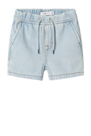 thumbnail: Light blue denim jongens NAME IT MINI relaxed short van denim met elastische tailleband met koord en effen